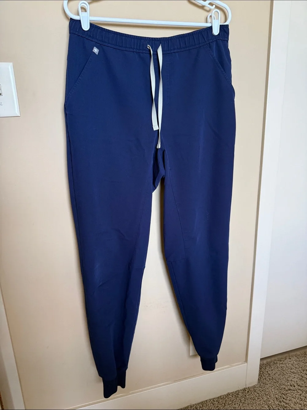 Figs Men's Navy Drawstring Joggers with White Tie